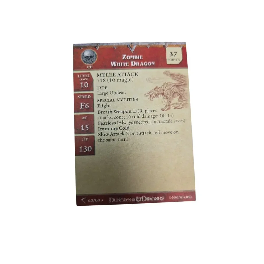 Zombie White Dragon 60/60 Young Adult W/ STAT CARD Dungeons and Dragons 2005